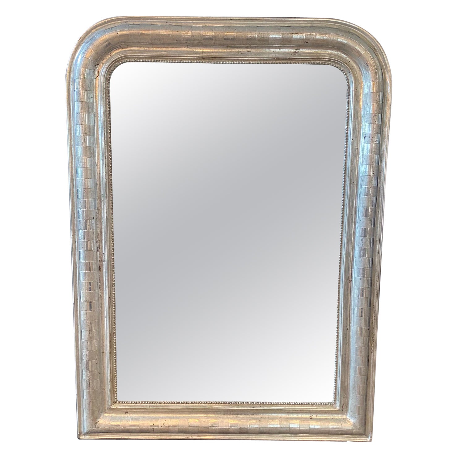 Élégant miroir Louis Philippe en argent du 19ème siècle