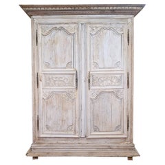 Early 18th Century French Louis XIV Bleached Oak Armoire, Wardrobe 