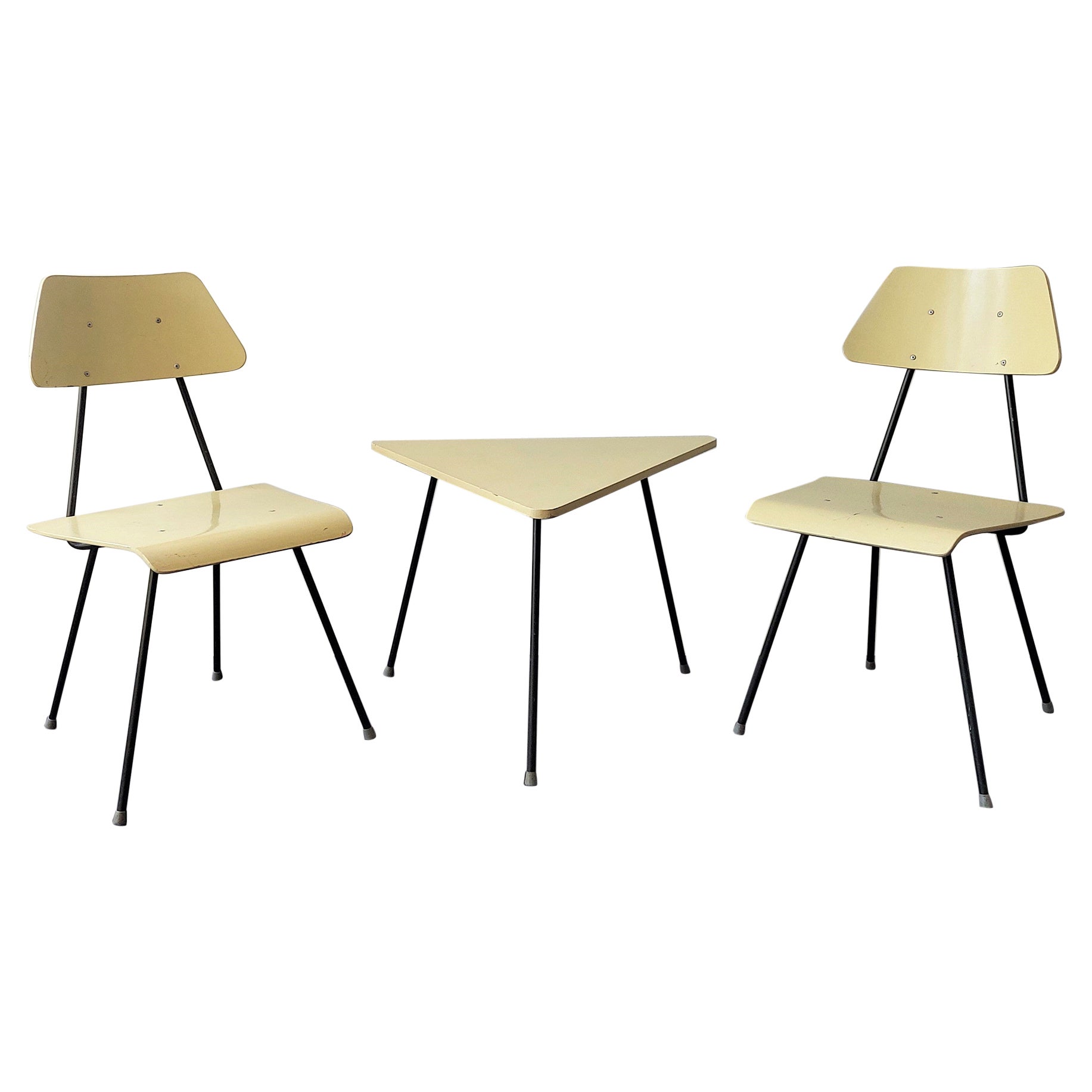 Set of 2 Room '56 chairs and sidetabe by Rob Parry for Dico, The Netherlands For Sale