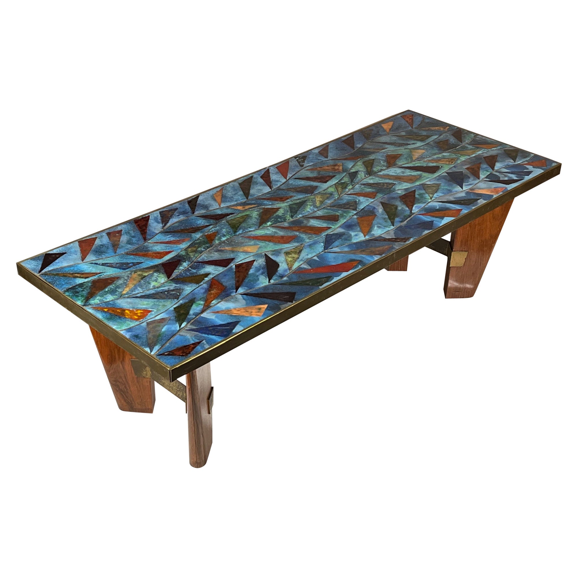 Mesa de centro italiana con tablero esmaltado