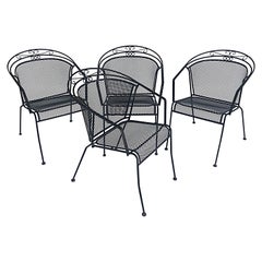 Set of 4 Mid-Century Wrought Iron Garden Chairs, Woodard Style