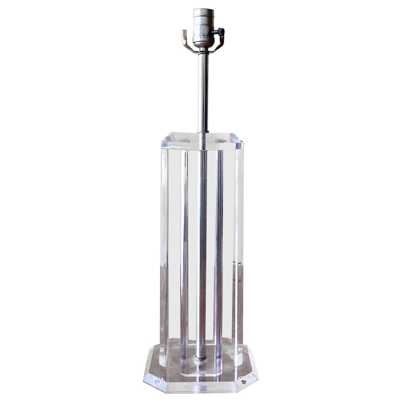 Postmodern Lucite Pillar Table Lamp