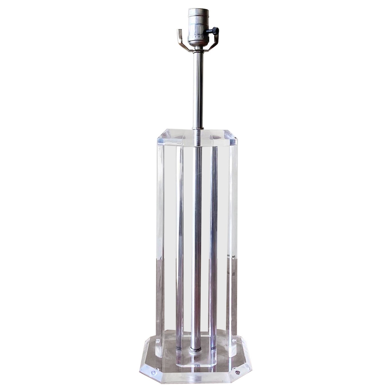 Postmodern Lucite Pillar Table Lamp For Sale