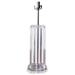 Used Postmodern Lucite Pillar Table Lamp