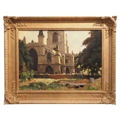 Antique Oil Painting of St. Mary's Church, Beverley, England