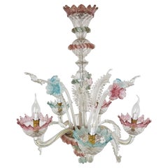 Vintage Floral Murano Glass Chandelier, 1950s