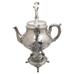 Vintage Christofle Silver Plate Kettle on Stand in Rococo Style