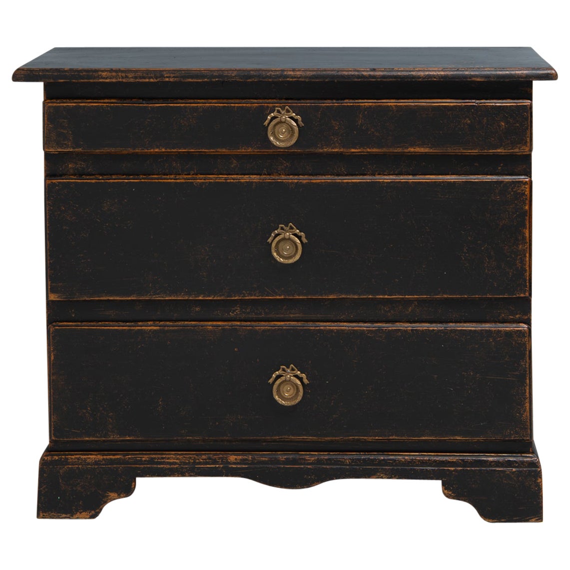 Small Black Swedish Baroque Chest of Drawers