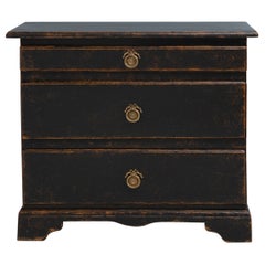 Small Black Swedish Baroque Chest of Drawers