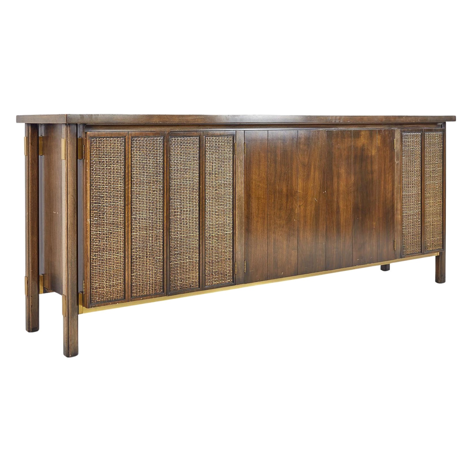 Johnson Furniture Mid-Century Cane Front Sideboard Credenza