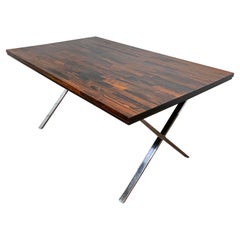 David Parmelee for Founders Staved Rosewood X-Form Desk or Table, Circa 1970s
