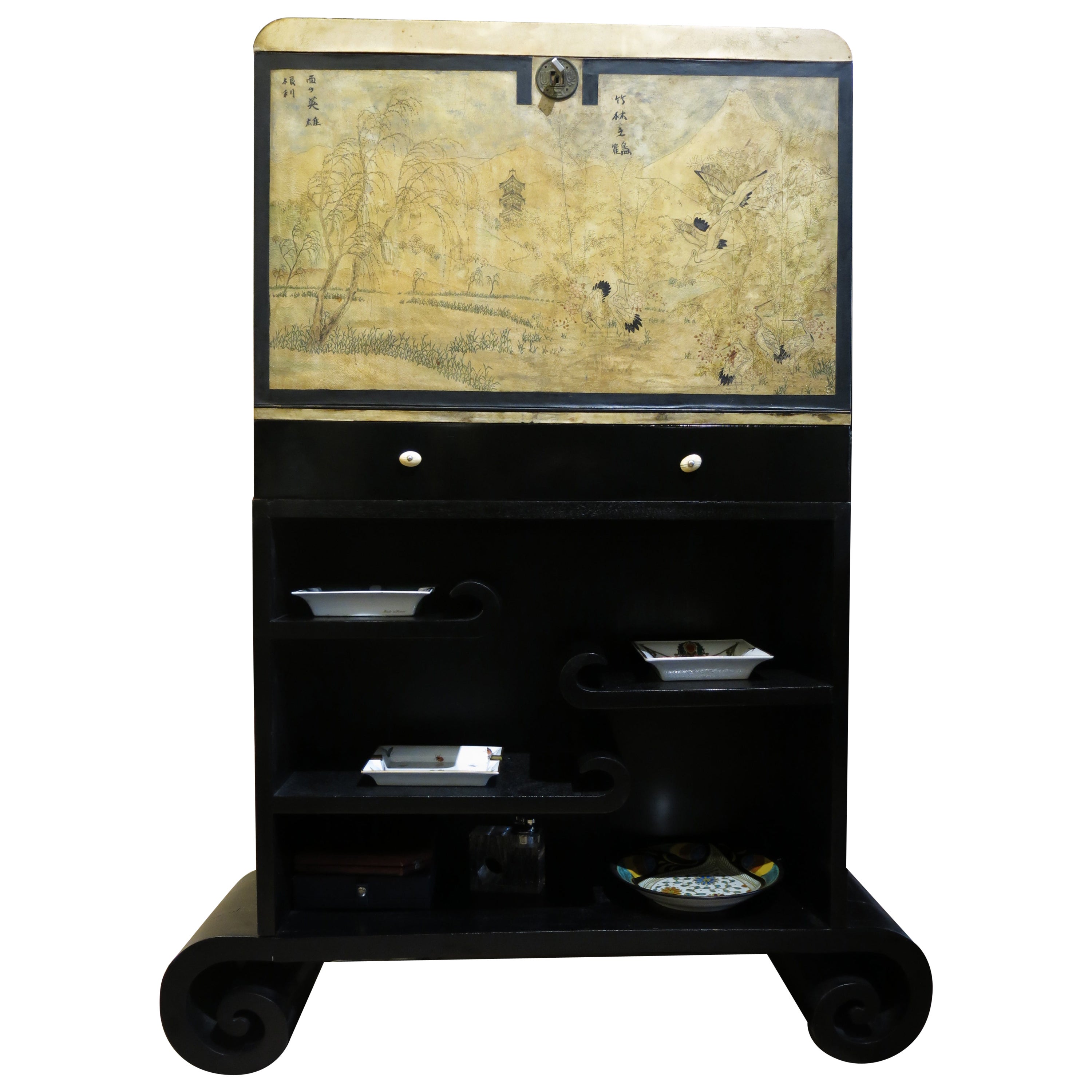 Mid-20th Century Chinese Parchment Cabinet