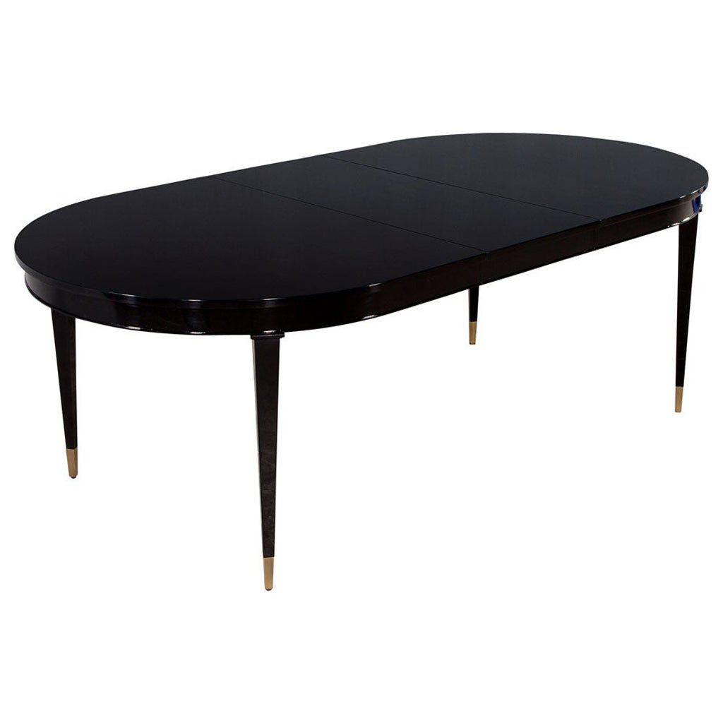 High Gloss Black Lacquered Mahogany Dining Table