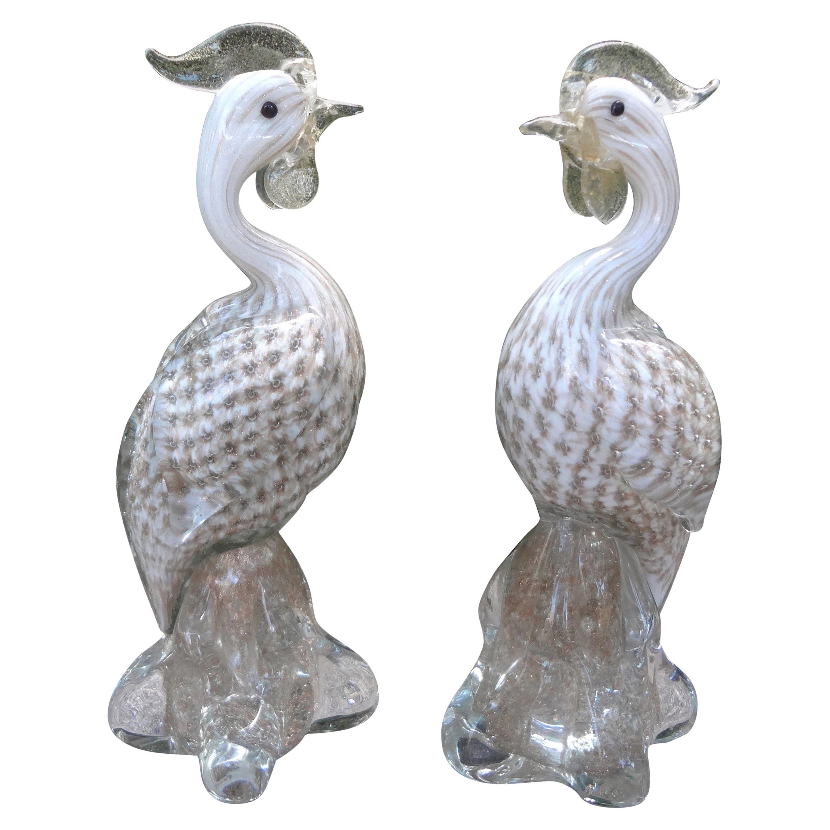 Pair of Murano Glass Birds Attributed to Archimede Seguso
