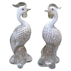 Pair of Murano Glass Birds Attributed to Archimede Seguso