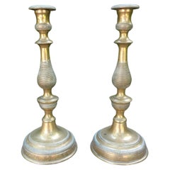 Pair of 19th Century French Louis XVI Style Bronze Candlesticks