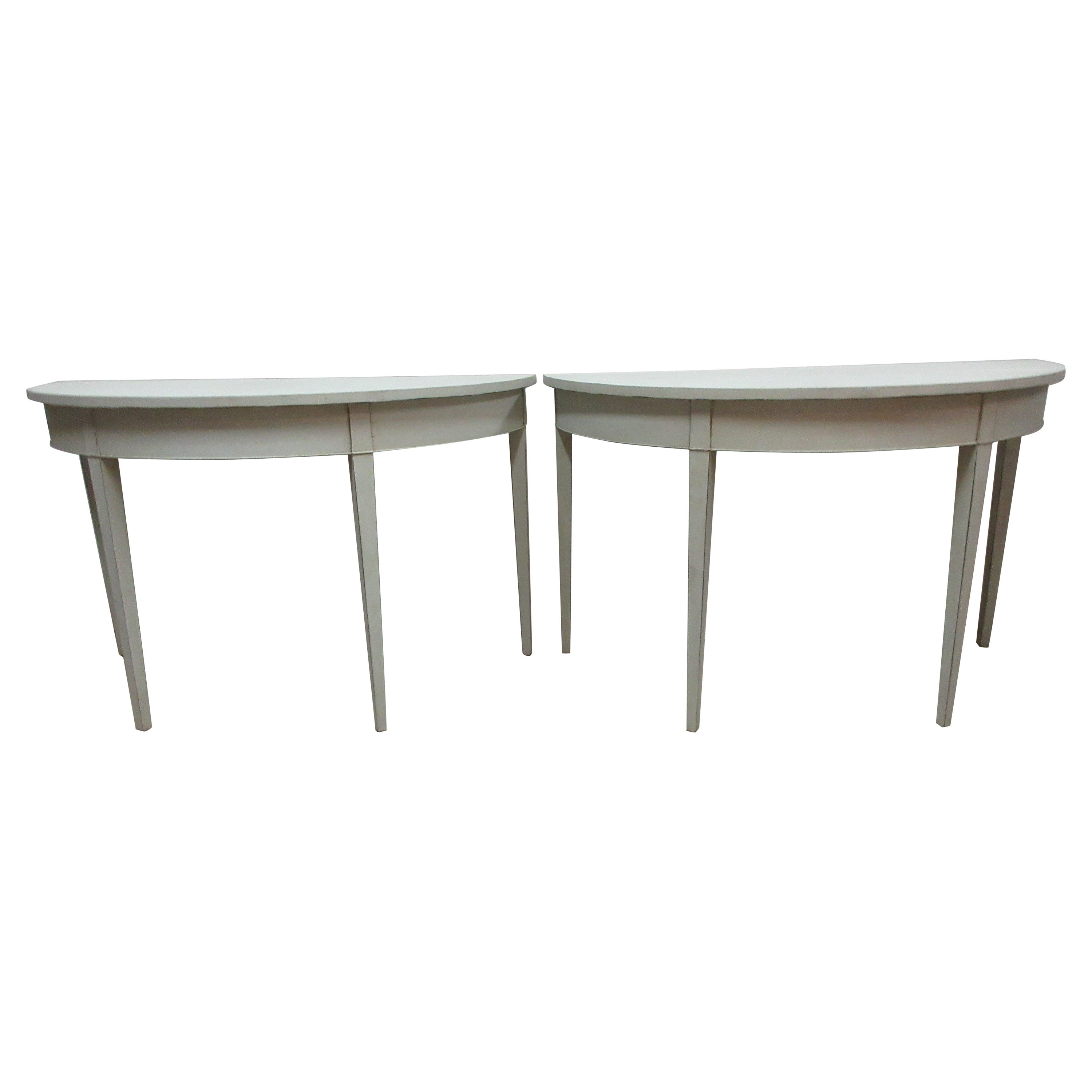 Gustavian Style 4 Legged Demi-Lune Tables For Sale