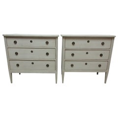 2 Gustavian Style 3 Drawer Chests