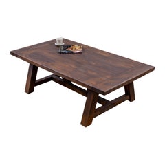 100% Solid Teak Hand-Crafted Rustic Farmhouse Coffee Table 