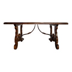 17th Century Refectory Style Old Italian Solid Walnut 50x30 Coffee Table, custom