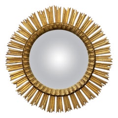 Gilt Starburst or Sunburst Convex Mirror from Spain (Diameter 26)