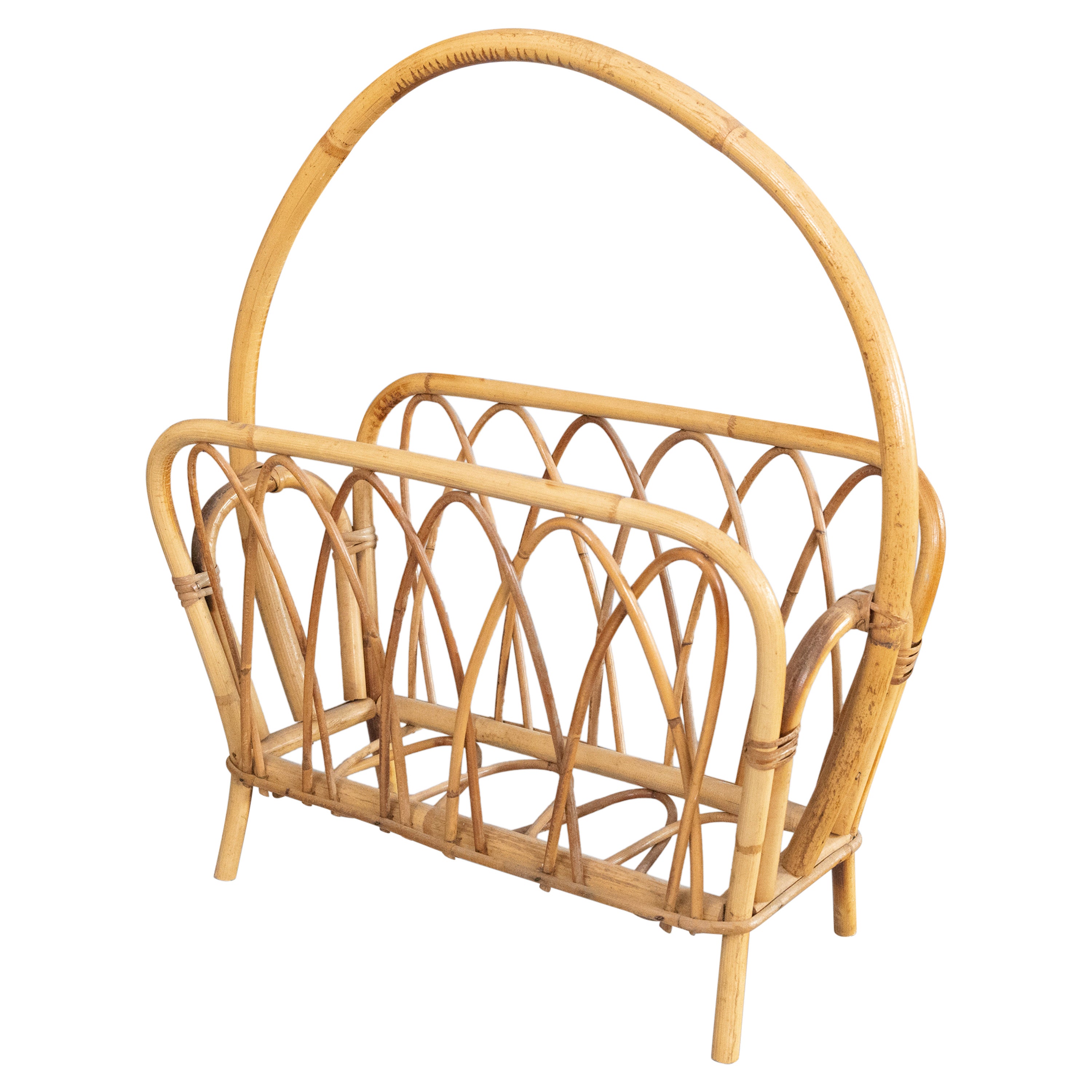Rattan Magazine Rack, France, circa 1940 For Sale at 1stDibs
