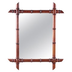 Vintage Large French Bamboo Mirror