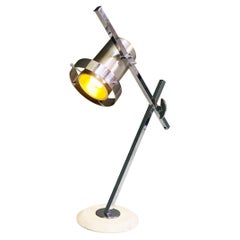 Italian Table Lamp in Chromed Metal and Marble Base by F.A.P.E Milano, 1970s