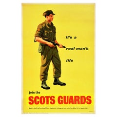 Original Retro Army Poster Join The Scots Guards Real Man's Life War Office