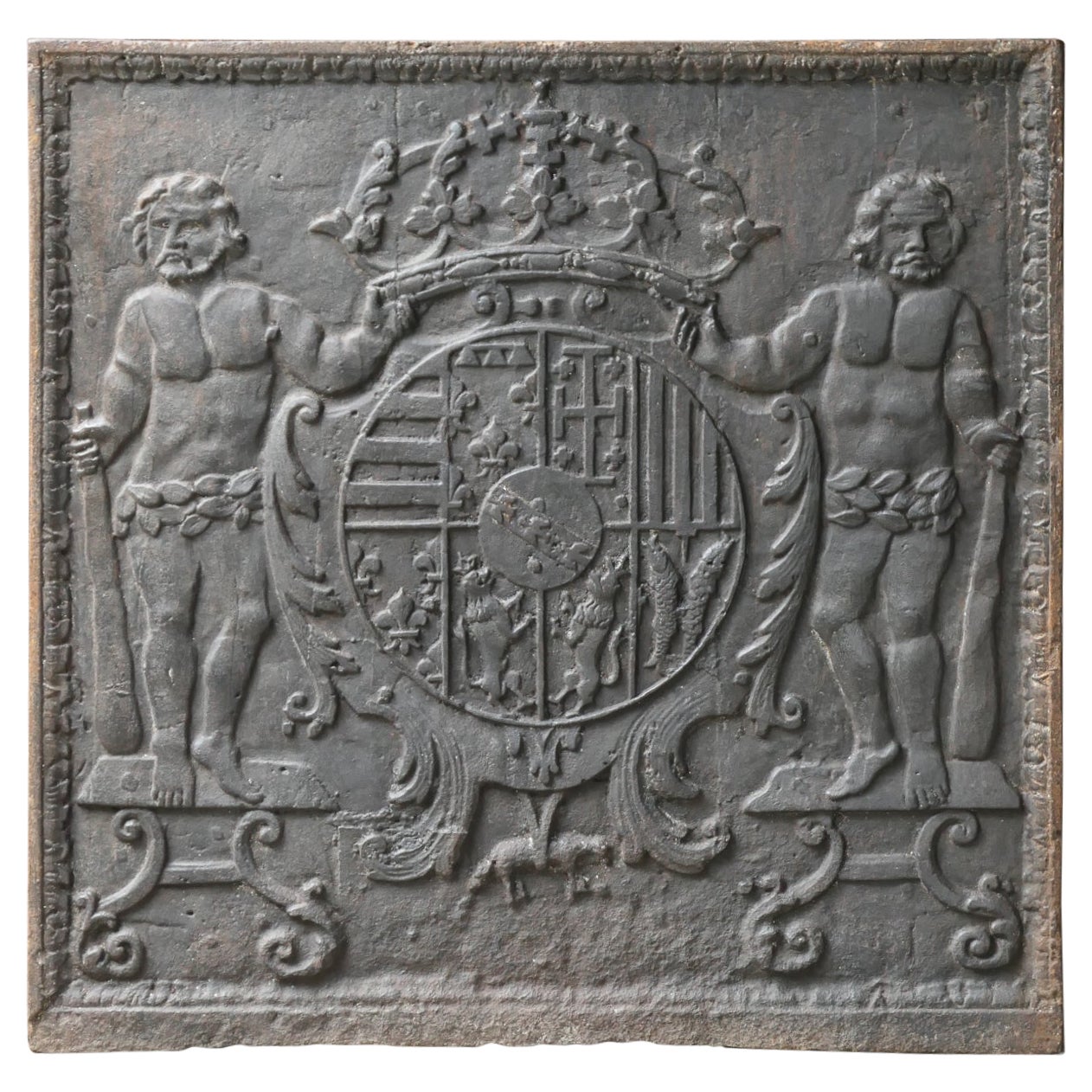 Französische „Arms of Lorraine“-Feuerböcke des 17. Jahrhunderts, Kaminschirm / Backsplash