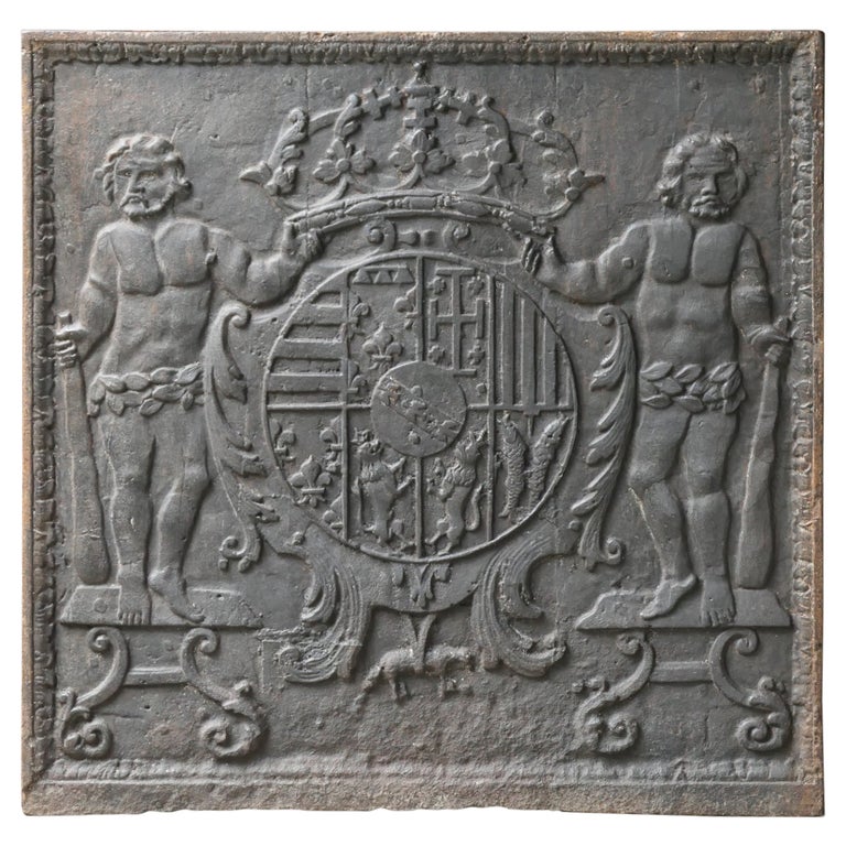 Plaque De Cheminée En Fonte Avec Emblème Lorraine - Occasion Bon état - Décor Vintage
