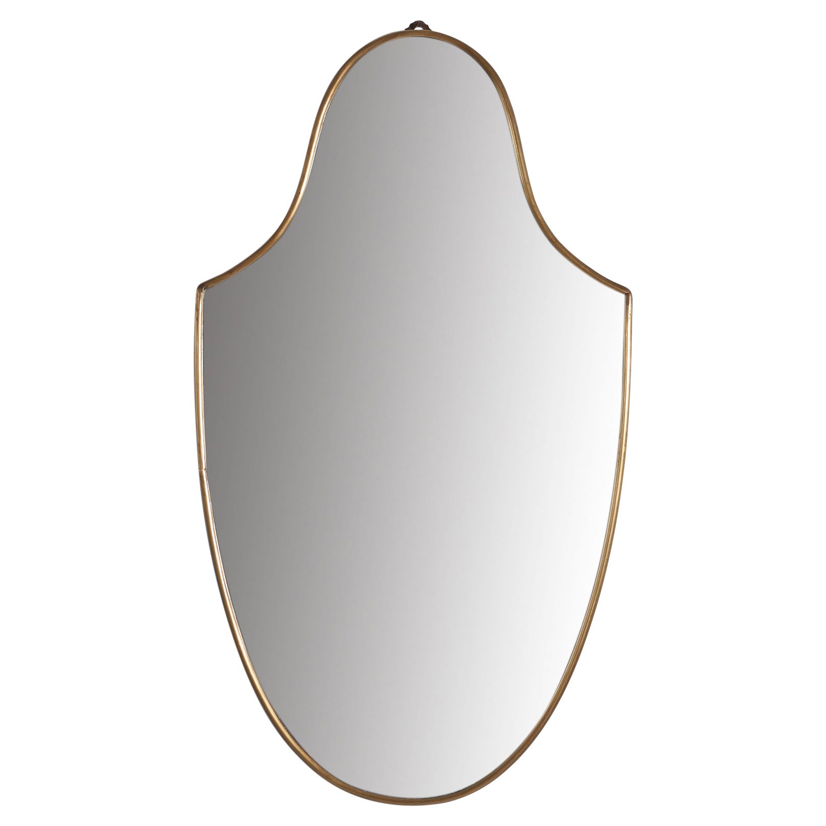 Italian Designer, Wall Mirror, Brass, Mirror Glass, Italy, c. 1950s For Sale