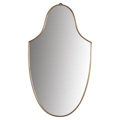 Italian Designer, Wall Mirror, Brass, Mirror Glass, Italy, c. 1950s