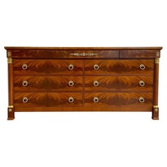 Retro Kindel Neoclassical Collection Gilt Brass Mounted Flame Mahogany Double Dresser