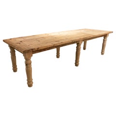 19th Century Country Table with Turned Reproduction Legs