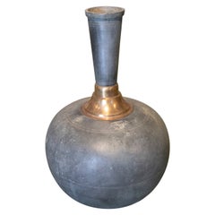 1970s Decorative Metal Vase with Bronze Decoration