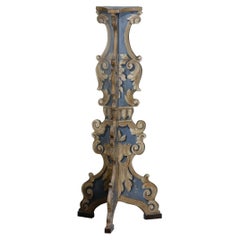 18th Century Hand-Painted Venetian Style Blue Iris Lamp-Stand with Classic Decor