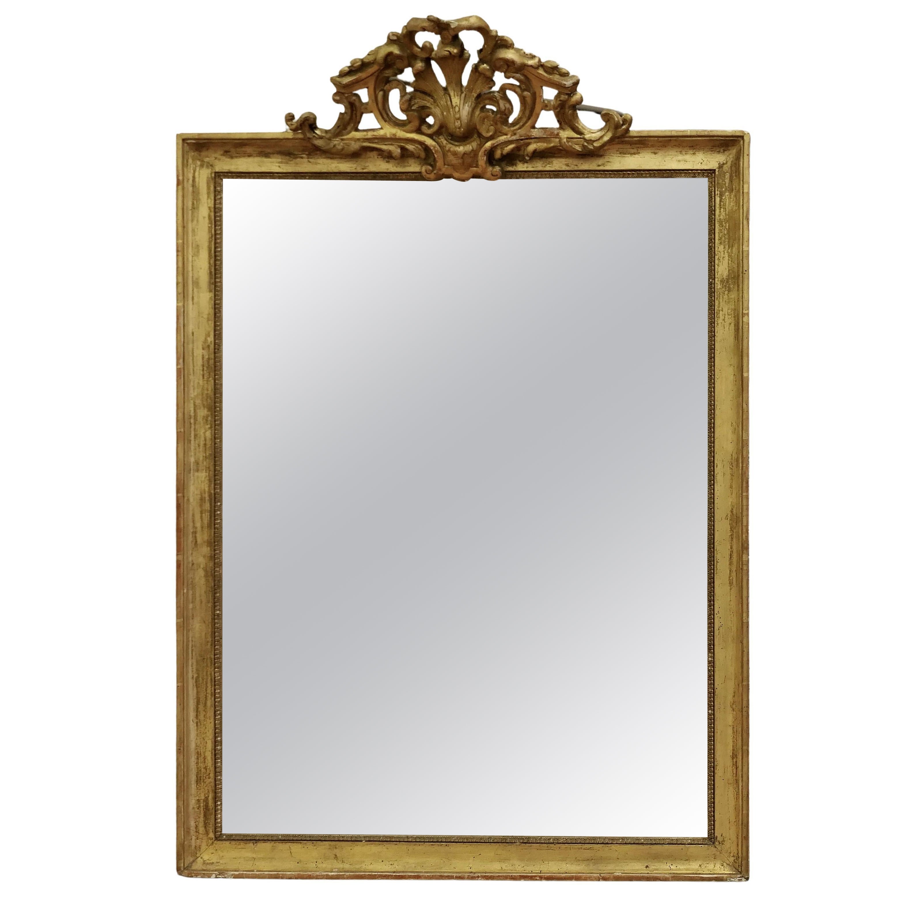 Miroir d'embarcadère français en vermeil pâle et délavé
