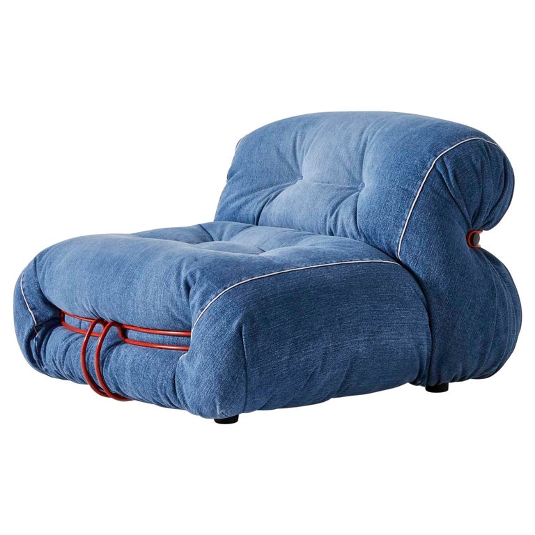 Limited Edition Soriana Denim Armchair by Afra & Tobia for Cassina, Italy - 2022 For Sale