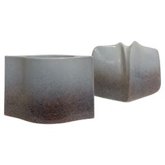 Set of Two Porcelain Vases by Yves Mohy for Virebent