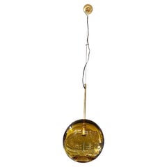 5 Italian Hand Blown Amber Glass Globe Pendant Lights, 6 Available
