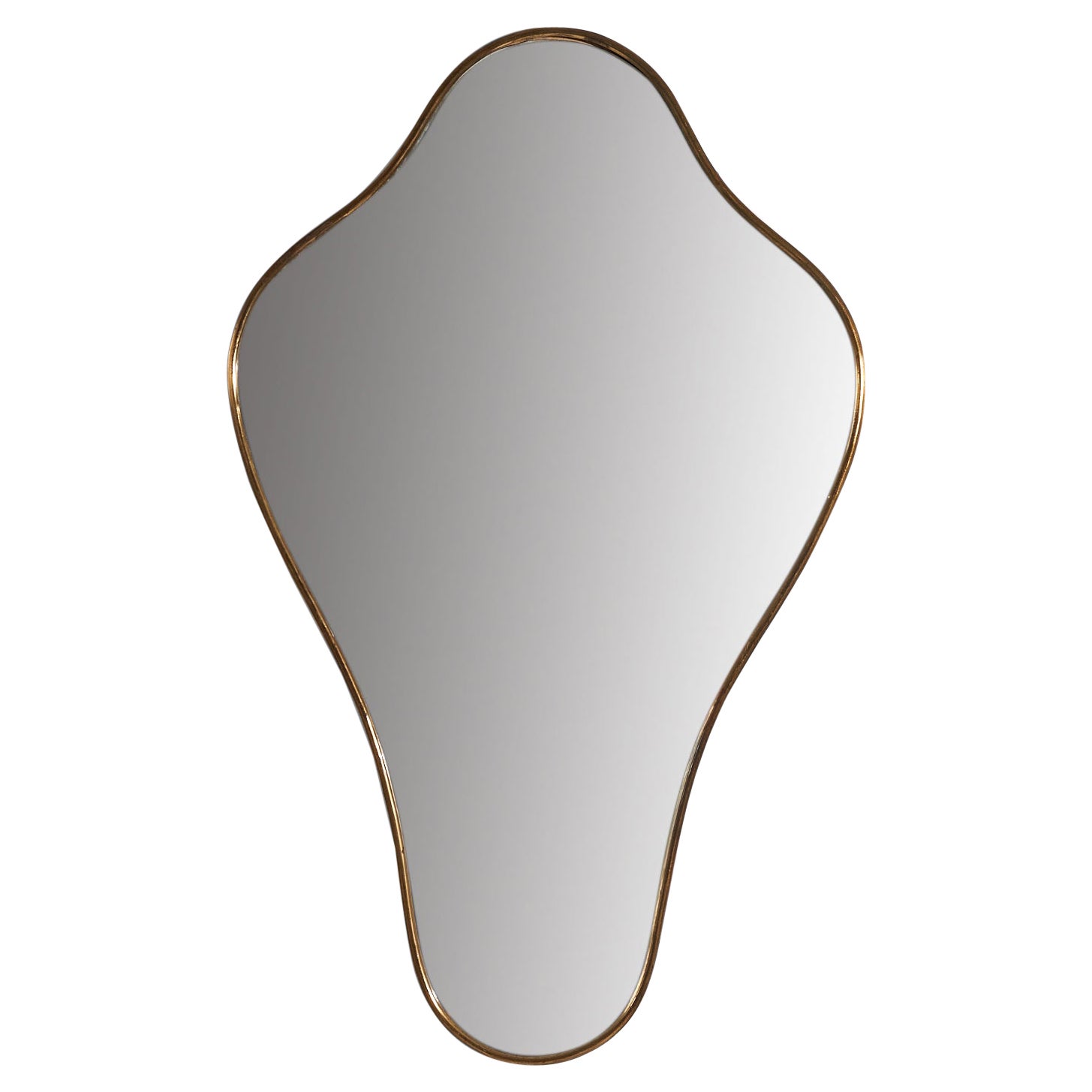 Italian Designer, Wall Mirror, Brass, Mirror Glass, Italy, c. 1940s For Sale