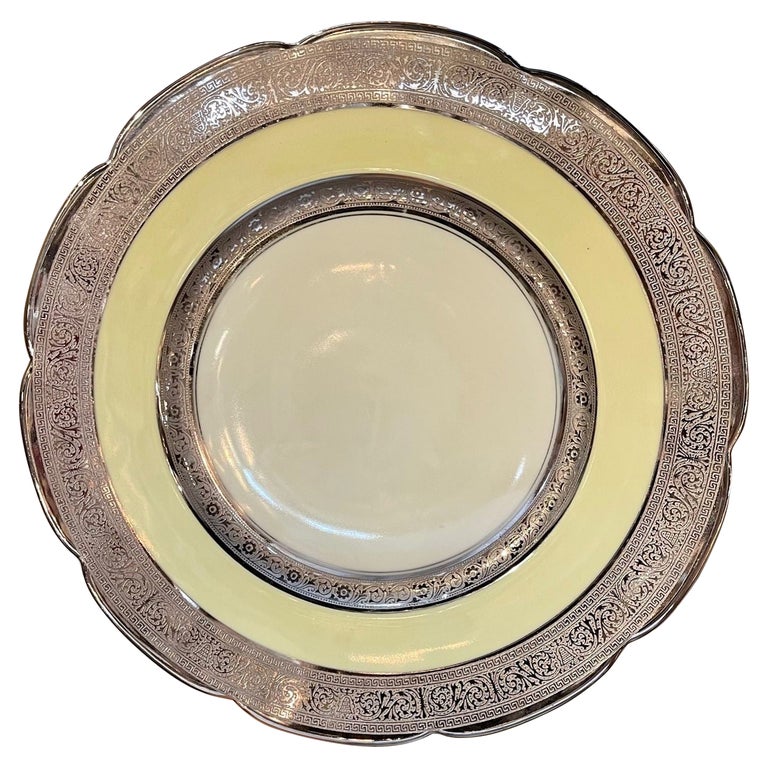 Set of 11 Silver Bavarian China Dinner Plates For Sale at 1stDibs