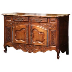 19th Century French Louis XV Carved Walnut Two-Door Buffet from Provence