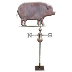 American Copper Full Bodied Pig Directional Weathervane on Stand, circa 1880