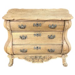 19th Century Dutch Serpentine Carved and Bleached Oak Chest