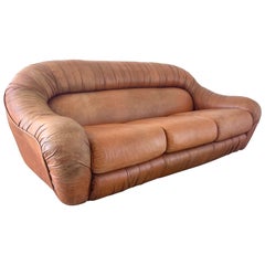 Vintage 1970's Italian Leather Sofa