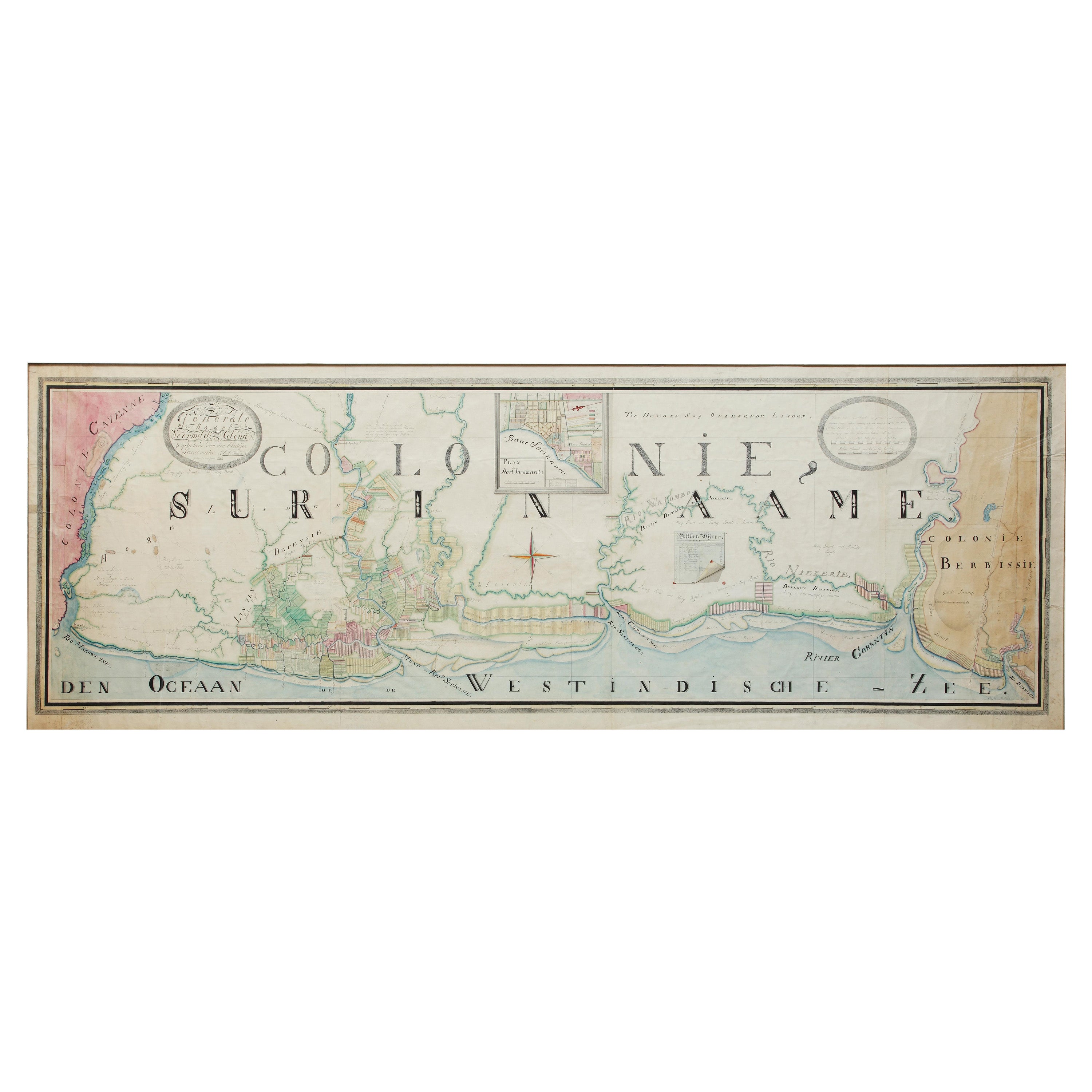 Mapa manuscrito extremadamente grande de Surinam, 1830, Historia de la esclavitud