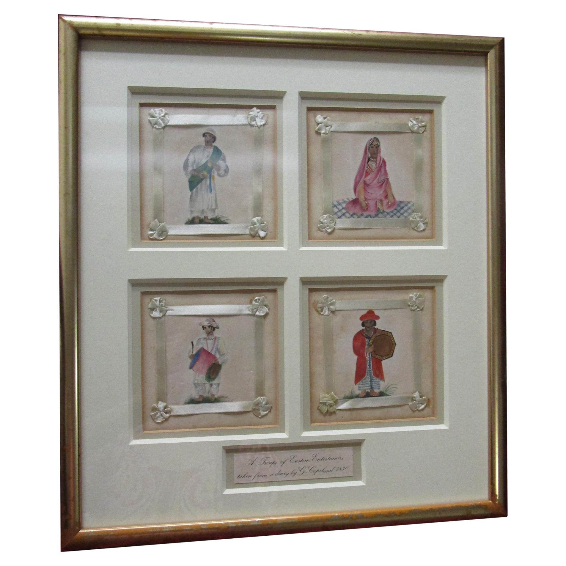 1830 Watercolor and Gouache Painted Vignettes of Eastern Entertainers  For Sale