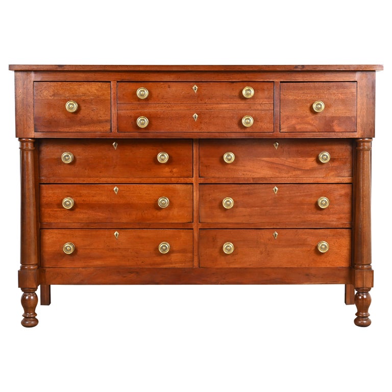 Henredon French Empire Carved Mahogany Nine-Drawer Dresser For Sale at ...